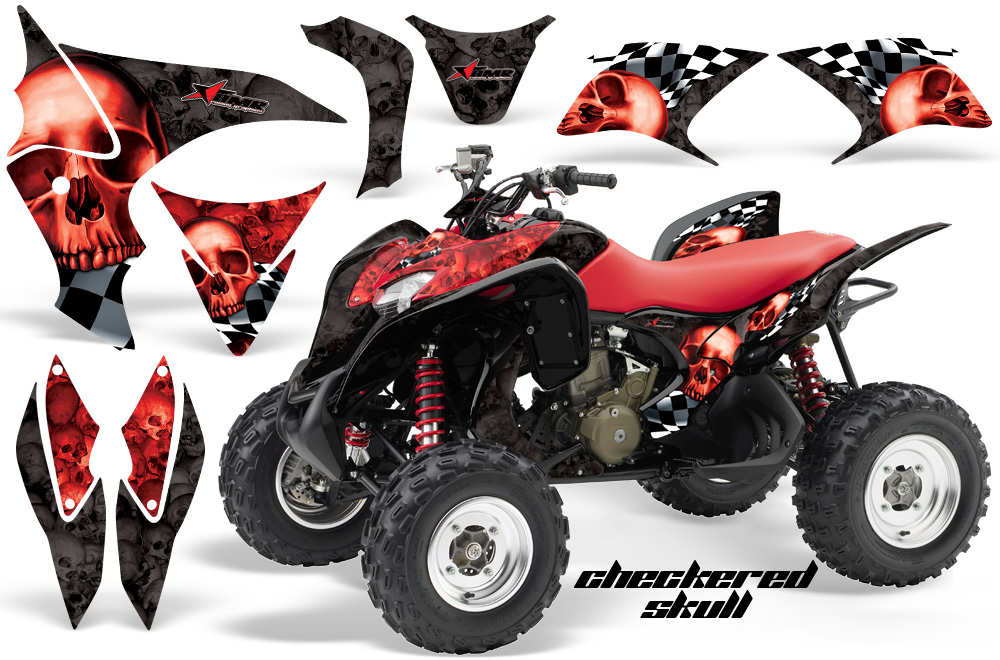 Honda TRX 700 Graphics CheckeredSkull RED BLACK